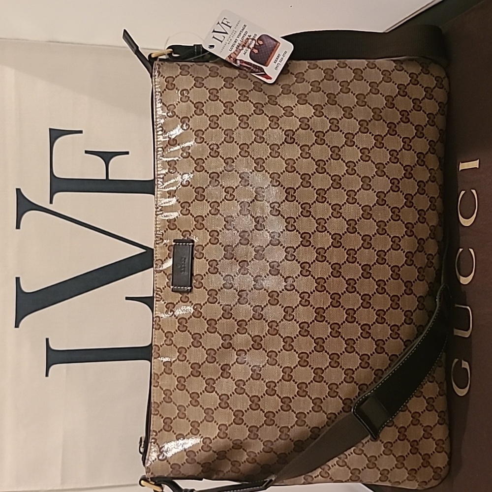 Gucci Crystal Coated Canvas vintage 2000's oversize msgr bag excellent condition - Picture 1 of 17